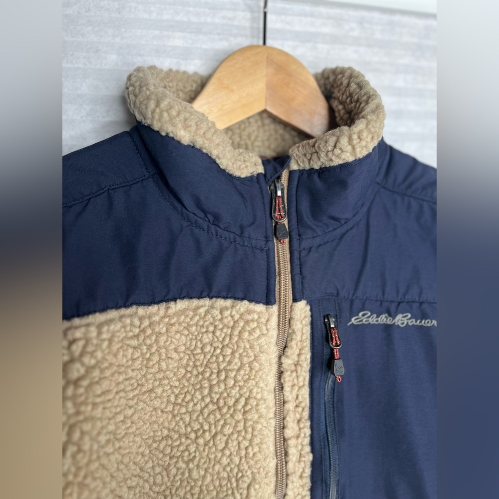 EDDIE BAUER Men’s Sherpa Fleece Full Zip Jacket Oversized Small - Picture 6 of 11